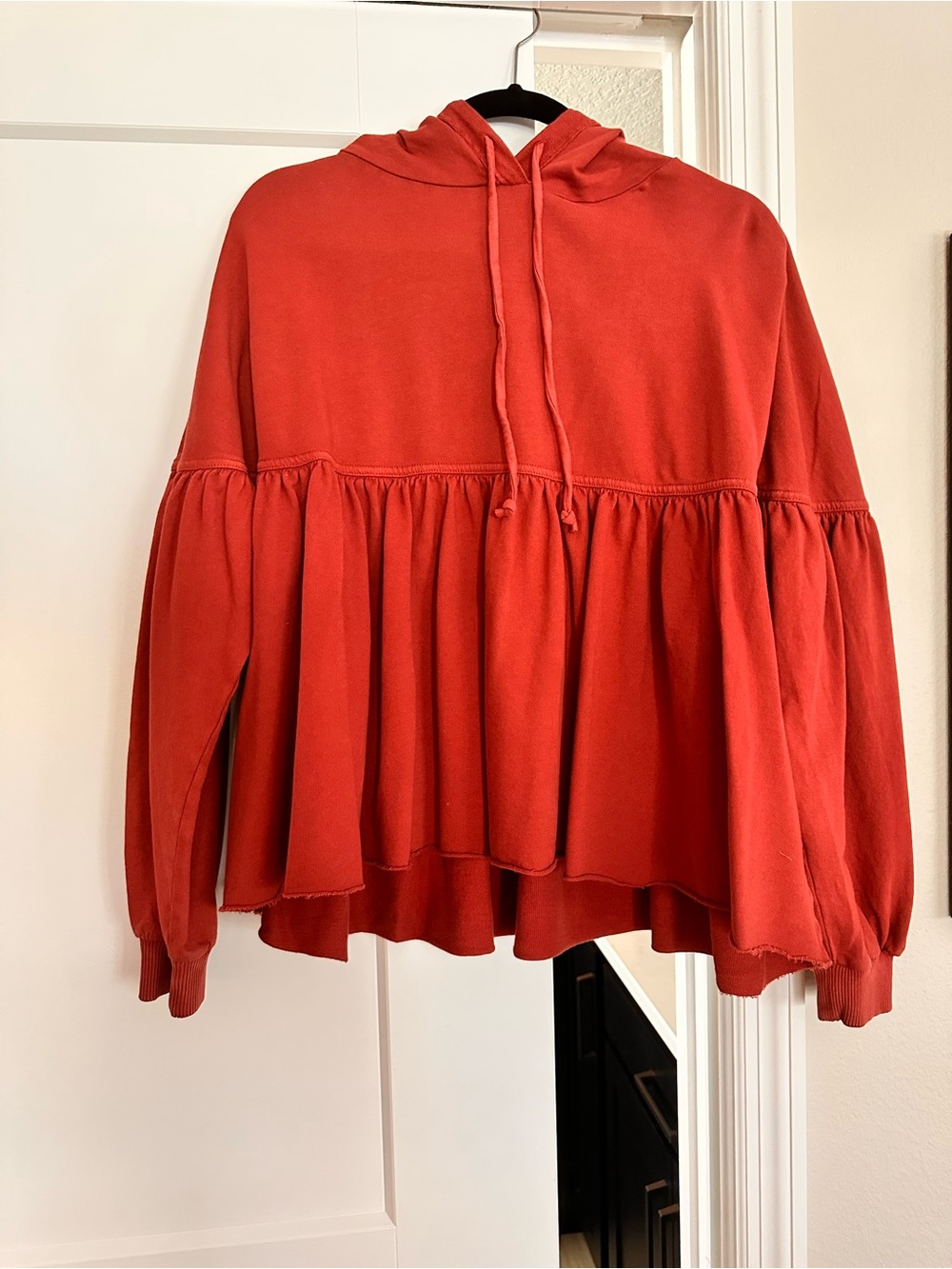 aerie Coral Tiered Hooded Sweatshirt